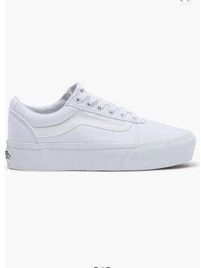 Vans Ward Platform Sneaker (Women) White Canvas Women's Sneakers Size 8.5